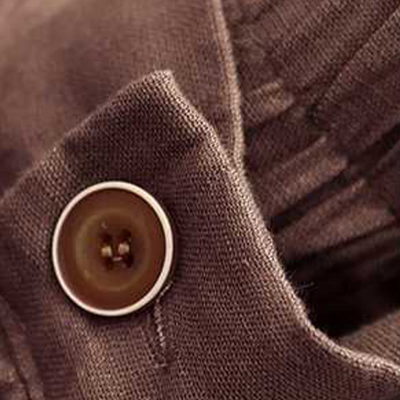 Buddha Stones夏 カジュアル 無地 ジッパーボタン アクリルファイバー カエルボタン レディース ショートパンツ ポケット付き - image 3