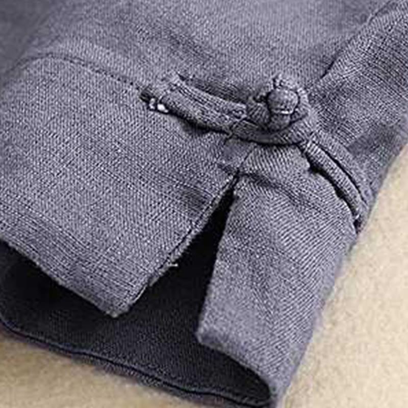 Buddha Stones夏 カジュアル 無地 ジッパーボタン アクリルファイバー カエルボタン レディース ショートパンツ ポケット付き - image 11