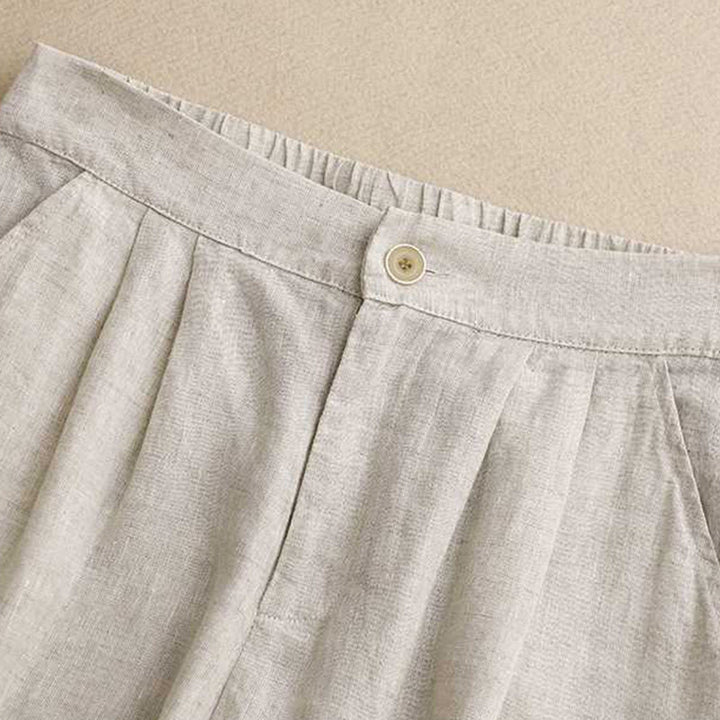 Buddha Stones夏 カジュアル 無地 ジッパーボタン アクリルファイバー カエルボタン レディース ショートパンツ ポケット付き - image 14