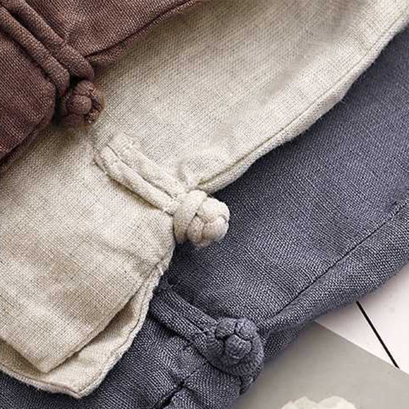 Buddha Stones夏 カジュアル 無地 ジッパーボタン アクリルファイバー カエルボタン レディース ショートパンツ ポケット付き - image 22