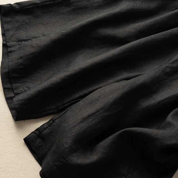 Buddha Stones夏 カジュアル 無地 ジッパーボタン コットンリネン レディース ショートパンツ ポケット付き - image 15