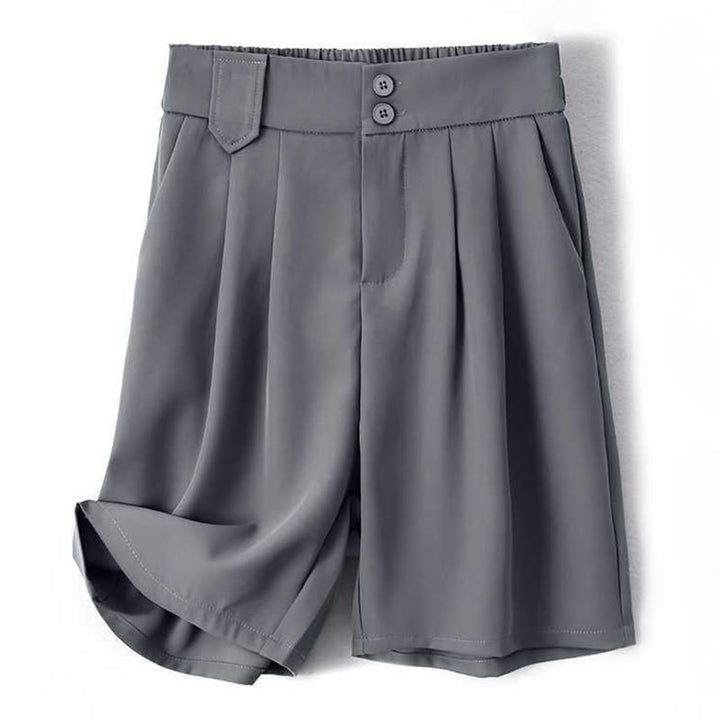 Buddha Stones夏 カジュアル ジッパーボタン ゆったり 無地 コットンリネン レディース ショートパンツ ポケット付き - ライトスレートグレー - US8-10，UK/AU12-14，EU40-42 (2XL) - image 0