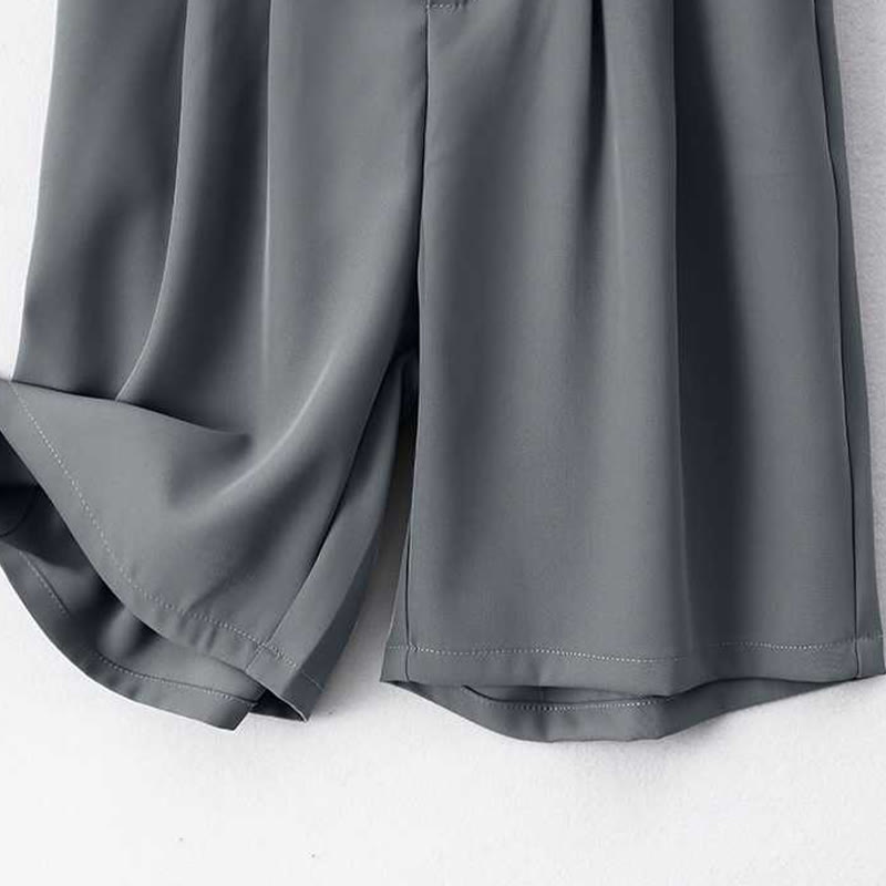 Buddha Stones夏 カジュアル ジッパーボタン ゆったり 無地 コットンリネン レディース ショートパンツ ポケット付き - image 1