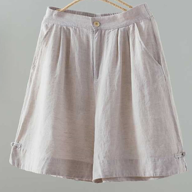 Buddha Stones夏 カジュアル 無地 カエルボタン ジッパーボタン アクリル繊維 レディース ショートパンツ ポケット付き - 貝殻 - US12、 UK/AU16、 EU44 (2XL) - image 6
