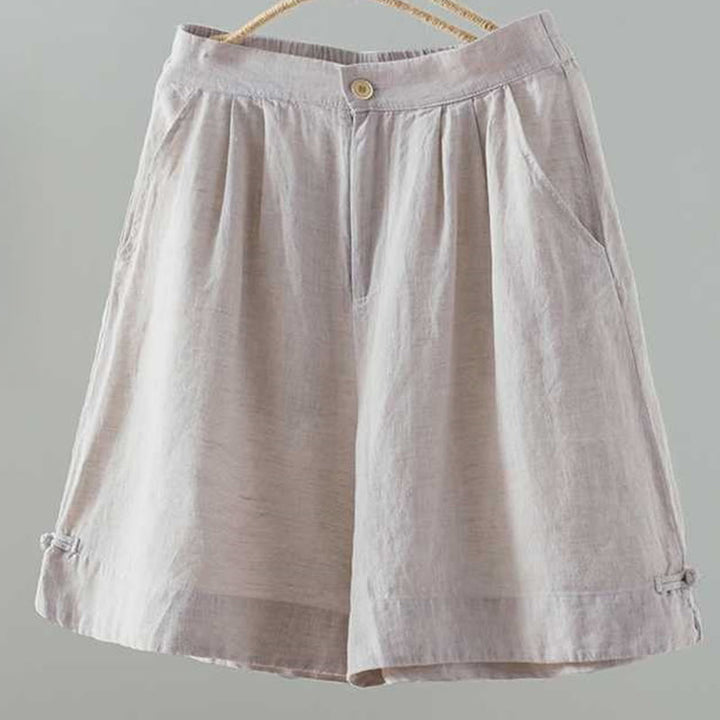 Buddha Stones夏 カジュアル 無地 カエルボタン ジッパーボタン アクリル繊維 レディース ショートパンツ ポケット付き - 貝殻 - US12、 UK/AU16、 EU44 (2XL) - image 6