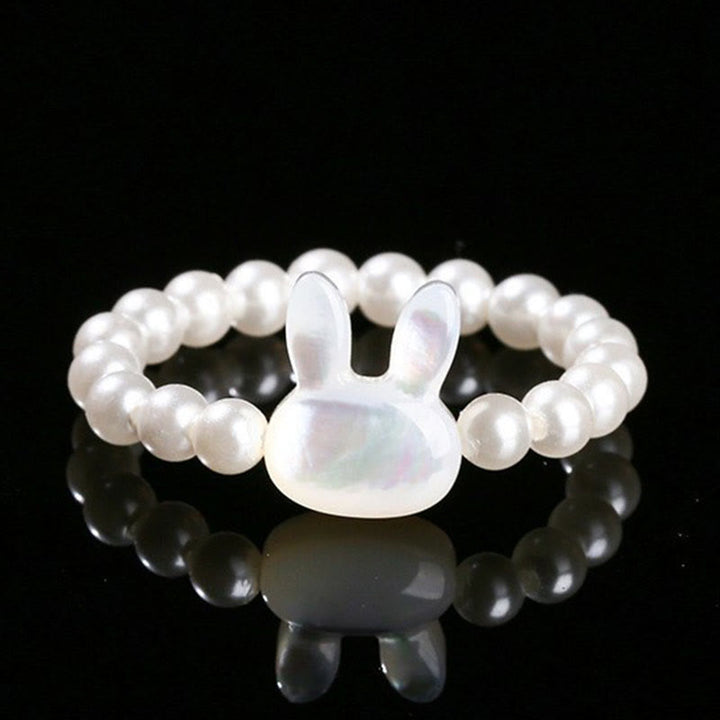Buddha Stones3mm シャコガイ 石ビーズ ウサギの祝福 弾性リング