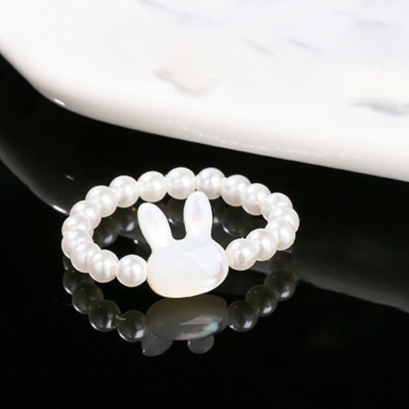 Buddha Stones3mm シャコガイ 石ビーズ ウサギの祝福 弾性リング