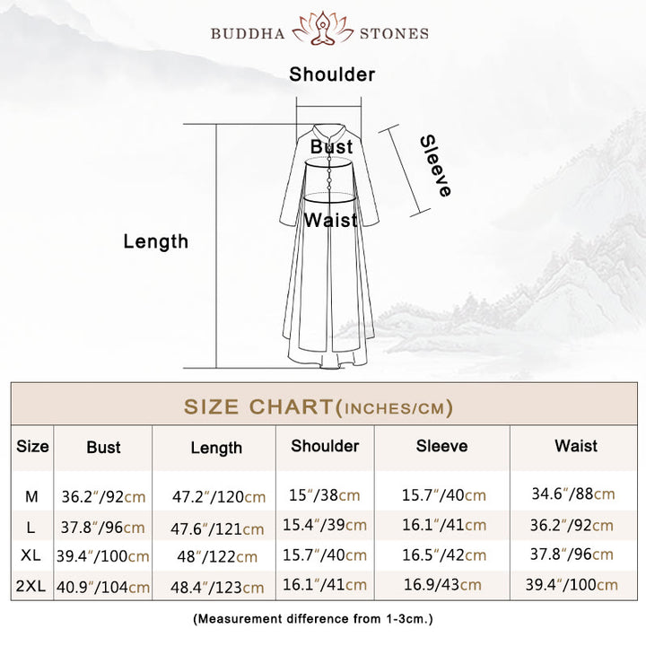 Buddha Stones刺繍シフォンチャイナドレス ミディ丈 ワイドレッグパンツ 瞑想 禅 練習着 - image 3