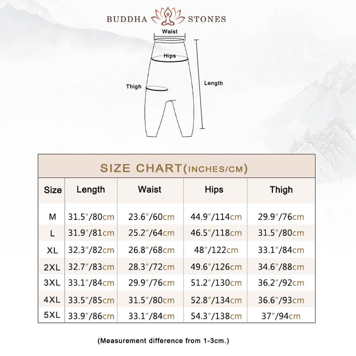 Buddha Stonesと葉、つる柄プリントのコットンメンズロング丈クロップドハーレムパンツ（ポケット付き） - image 12