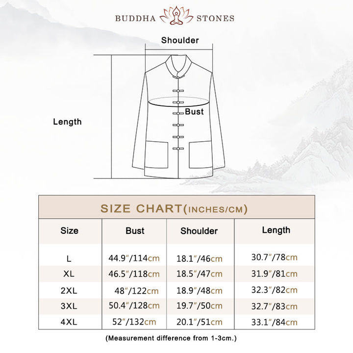 Buddha Stones 2点セット 無地 唐装 メンズ フロッグボタン 長袖 シャツ パンツ セット