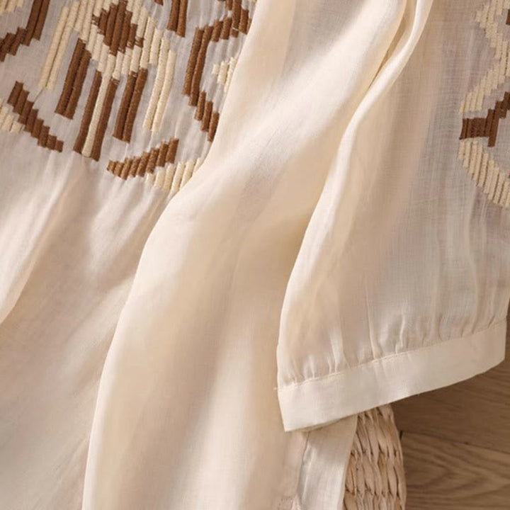 Buddha Stonesカジュアル シンメトリー 刺繍 レディース クルーネックデザイン 半袖 スパンデックス Tシャツ - image 37