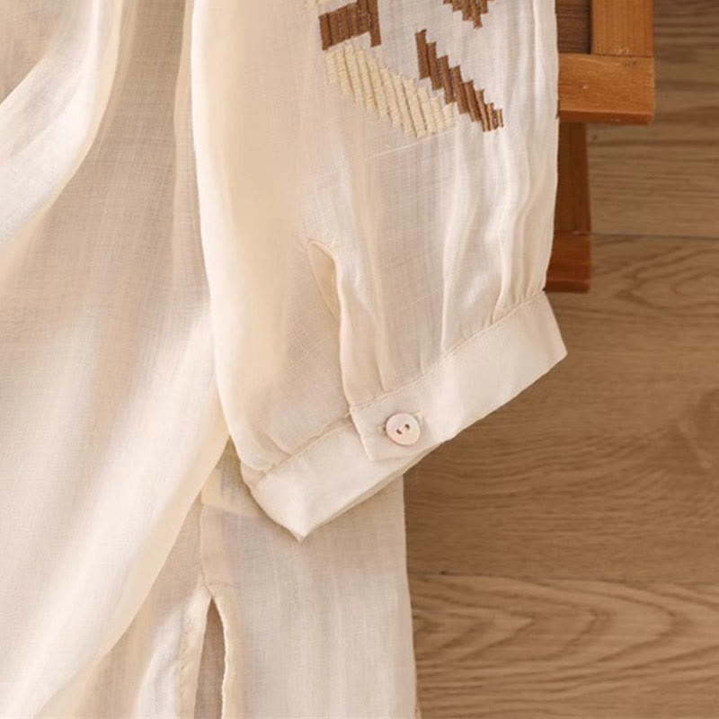 Buddha Stonesカジュアル シンメトリー 刺繍 レディース クルーネックデザイン 半袖 スパンデックス Tシャツ - image 40