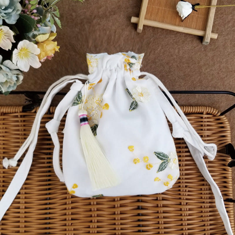 Buddha Stones刺繍の花と桜のつるのキャンバスクロスボディバッグショルダーバッグ