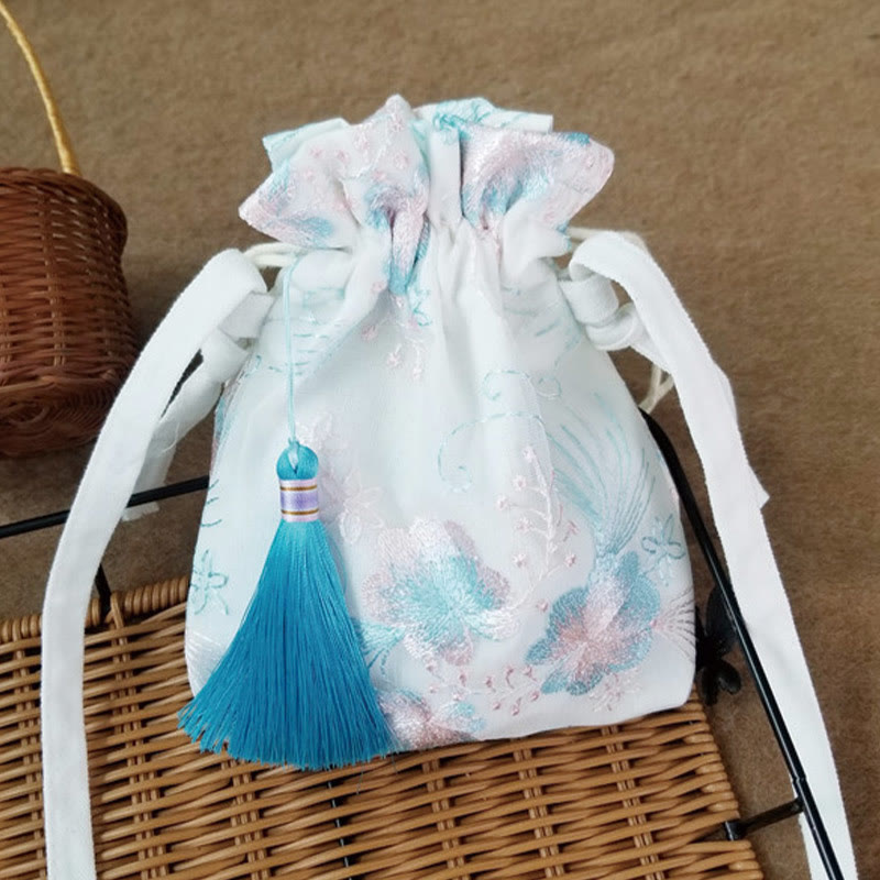 Buddha Stones刺繍の花と桜のつるのキャンバスクロスボディバッグショルダーバッグ