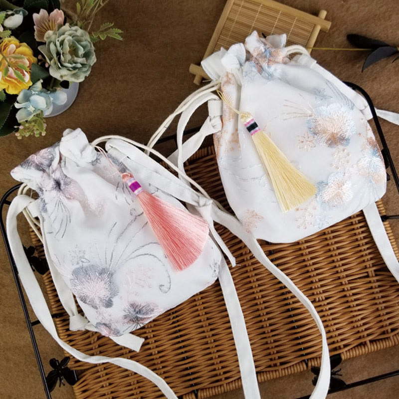 Buddha Stones刺繍の花と桜のつるのキャンバスクロスボディバッグショルダーバッグ
