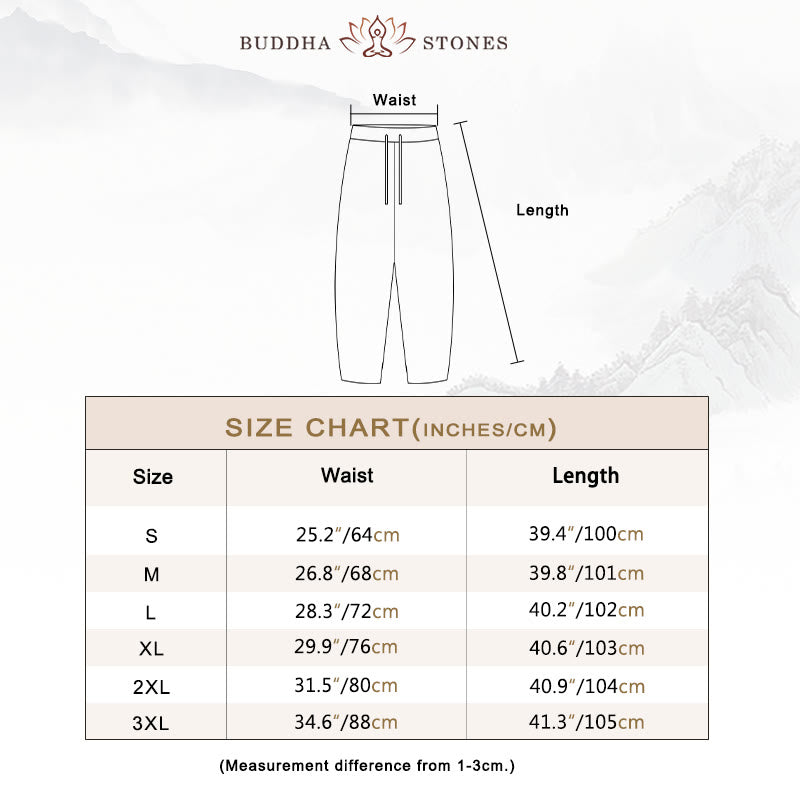 Buddha Stones レディース 無地 コットンリネン ウエスト紐付き カジュアルパンツ ポケット付き - image 4