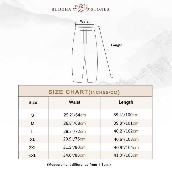 Buddha Stones レディース 無地 コットンリネン ウエスト紐付き カジュアルパンツ ポケット付き - image 4