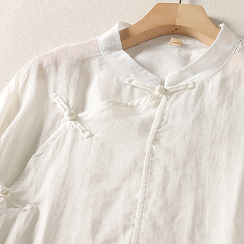 Buddha Stonesプレーンフロッグボタン 長袖 コットンリネン レディース ミディドレス - image 10