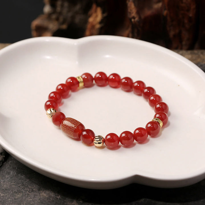 Buddha Stones天然赤瑪瑙 緑瑪瑙 仏教経典 穏やかなブレスレット