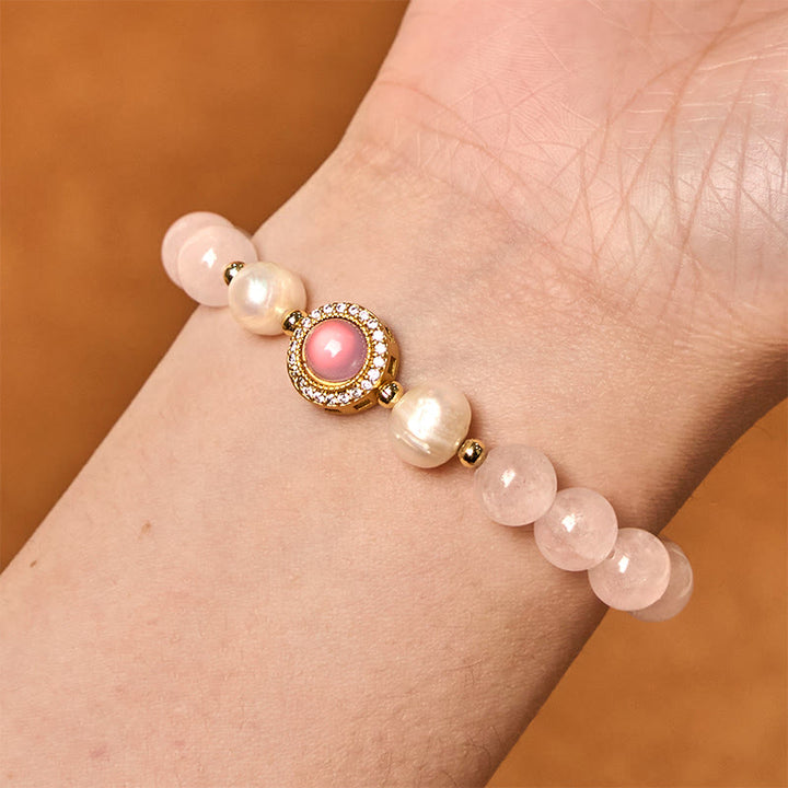 Buddha Stonesピンククリスタルパール ウォームスブレスレット