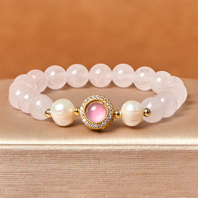 Buddha Stonesピンククリスタルパール ウォームスブレスレット - image 1