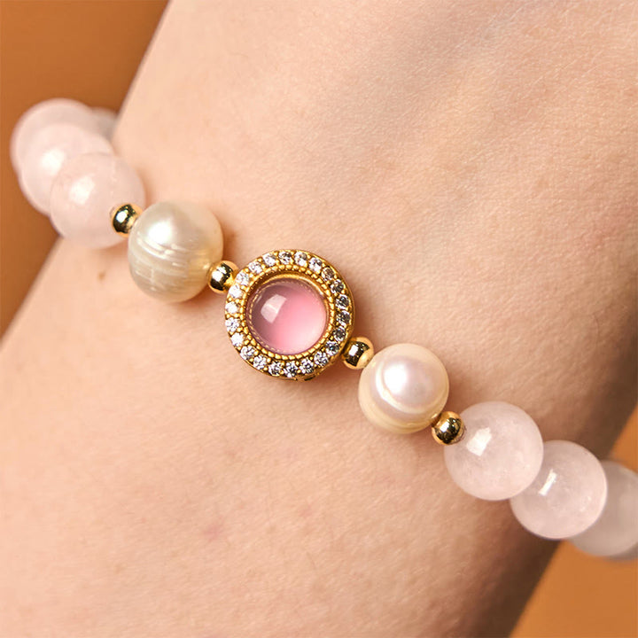 Buddha Stonesピンククリスタルパール ウォームスブレスレット