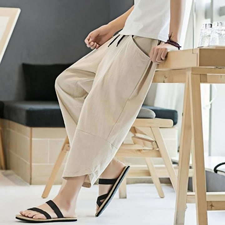 Buddha Stonesメンズ 夏用 無地 7-8丈 ドローストリングパンツ ポケット付き - image 39