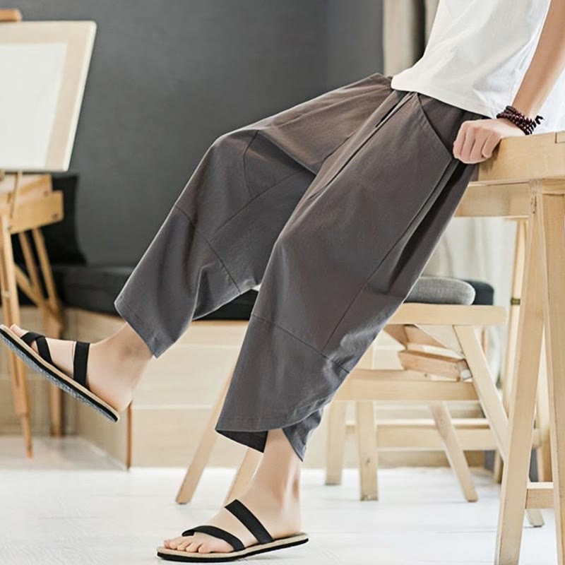 Buddha Stonesメンズ 夏用 無地 7-8丈 ドローストリングパンツ ポケット付き - image 19