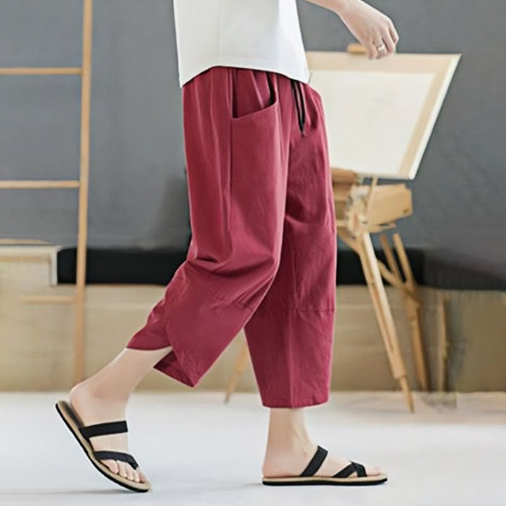 Buddha Stonesメンズ 夏用 無地 7-8丈 ドローストリングパンツ ポケット付き - image 33