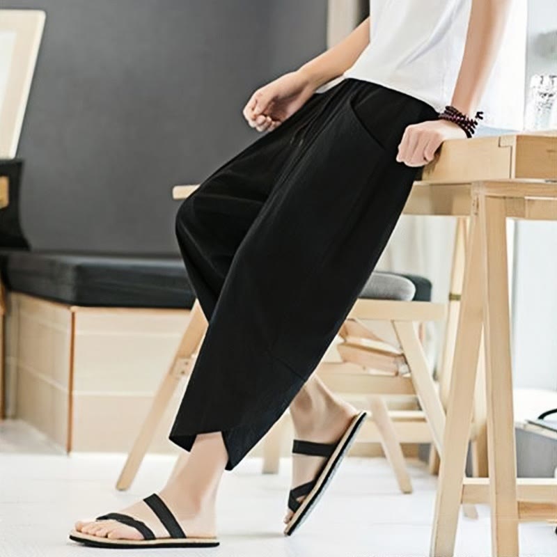 Buddha Stonesメンズ 夏用 無地 7-8丈 ドローストリングパンツ ポケット付き - image 12