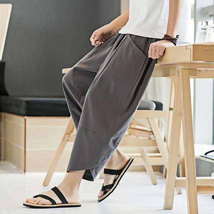 Buddha Stonesメンズ 夏用 無地 7-8丈 ドローストリングパンツ ポケット付き - image 20