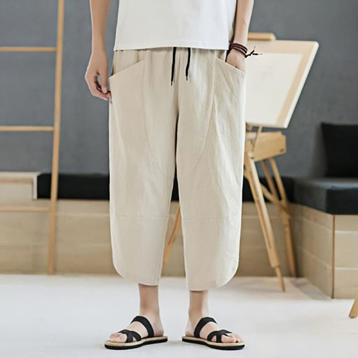 Buddha Stonesメンズ 夏用 無地 7-8丈 ドローストリングパンツ ポケット付き - image 36