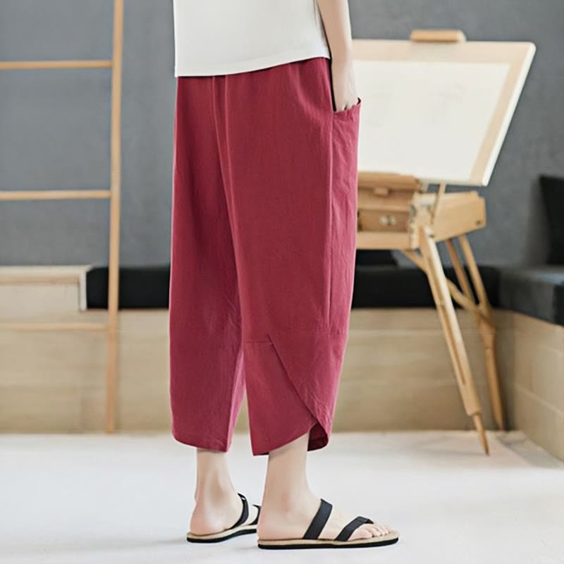 Buddha Stonesメンズ 夏用 無地 7-8丈 ドローストリングパンツ ポケット付き - image 30