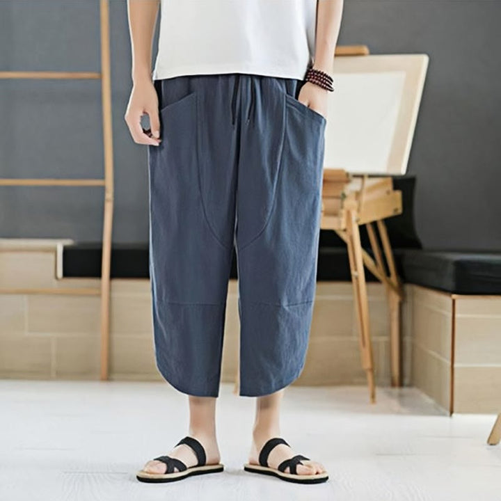 Buddha Stonesメンズ 夏用 無地 7-8丈 ドローストリングパンツ ポケット付き - image 22