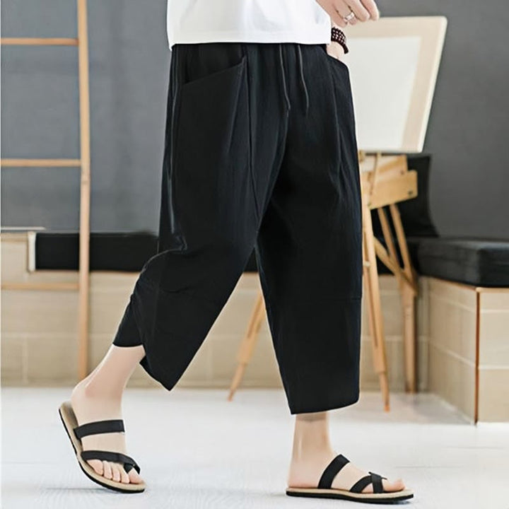 Buddha Stonesメンズ 夏用 無地 7-8丈 ドローストリングパンツ ポケット付き - image 9