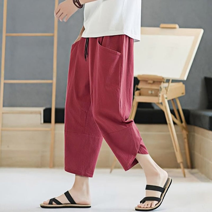 Buddha Stonesメンズ 夏用 無地 7-8丈 ドローストリングパンツ ポケット付き - image 28