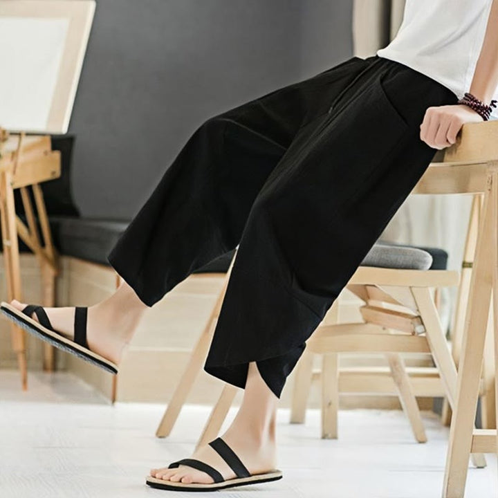 Buddha Stonesメンズ 夏用 無地 7-8丈 ドローストリングパンツ ポケット付き - image 11