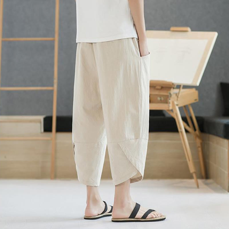 Buddha Stonesメンズ 夏用 無地 7-8丈 ドローストリングパンツ ポケット付き - image 37