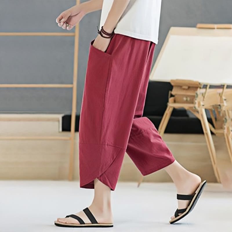 Buddha Stonesメンズ 夏用 無地 7-8丈 ドローストリングパンツ ポケット付き - image 31