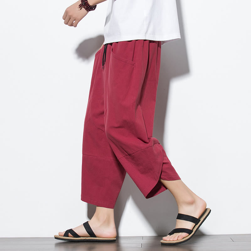 Buddha Stonesメンズ 夏用 無地 7-8丈 ドローストリングパンツ ポケット付き - クリムゾン - US/UK/AU46、 EU56 (5XL) - image 27