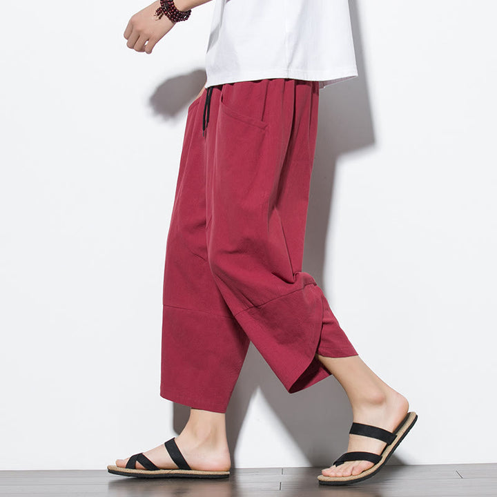 Buddha Stonesメンズ 夏用 無地 7-8丈 ドローストリングパンツ ポケット付き - クリムゾン - US/UK/AU46、 EU56 (5XL) - image 27
