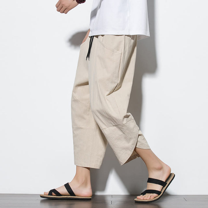 Buddha Stonesメンズ 夏用 無地 7-8丈 ドローストリングパンツ ポケット付き - ベージュ - US/UK/AU46、 EU56 (5XL) - image 35