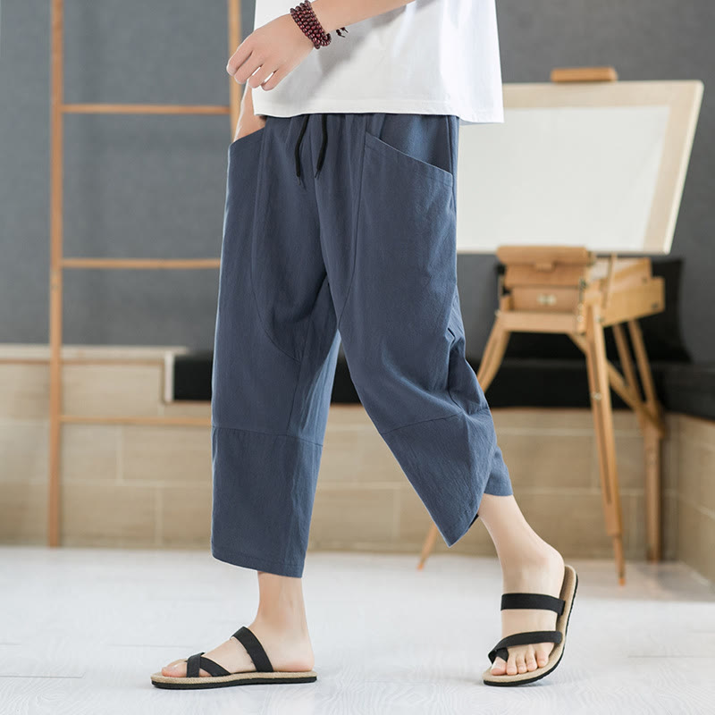 Buddha Stonesメンズ 夏用 無地 7-8丈 ドローストリングパンツ ポケット付き - ライトスレートグレー - US/UK/AU46、 EU56 (5XL) - image 21
