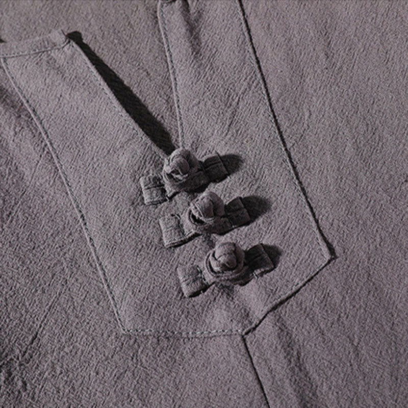 Buddha Stones2枚組 無地ノッチカラーTシャツ ワイドレッグショーツ ポケット付き メンズ瞑想服セット - image 6