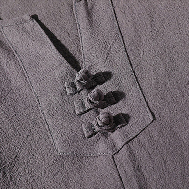 Buddha Stones2枚組 無地ノッチカラーTシャツ ワイドレッグショーツ ポケット付き メンズ瞑想服セット - image 6