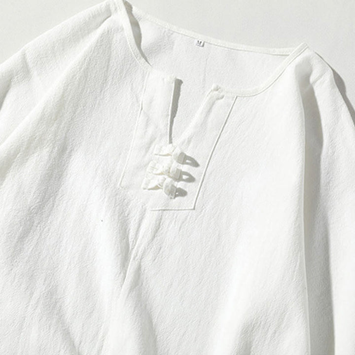 Buddha Stones2枚組 無地ノッチカラーTシャツ ワイドレッグショーツ ポケット付き メンズ瞑想服セット - image 16