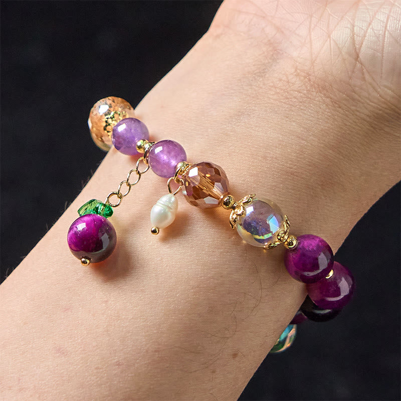 Buddha Stones天然レッドタイガーアイパープルタイガーアイビーズグリーンリーフ守護ブレスレット - image 12