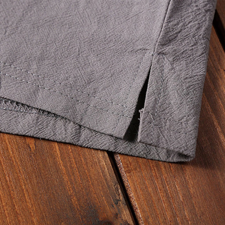 Buddha Stones 2点セット 無地 ノッチカラー 半袖 Tシャツ ショートパンツ ポケット付き コットンリネン メンズ 瞑想用クロスセット - image 12