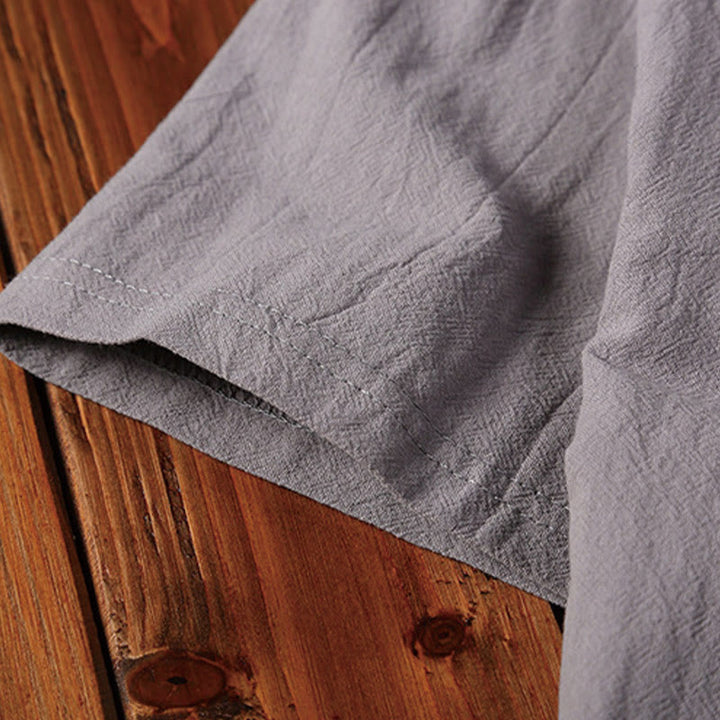 Buddha Stones 2点セット 無地 ノッチカラー 半袖 Tシャツ ショートパンツ ポケット付き コットンリネン メンズ 瞑想用クロスセット - image 11