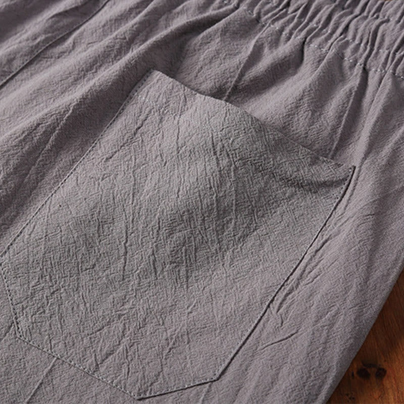 Buddha Stones 2点セット 無地 ノッチカラー 半袖 Tシャツ ショートパンツ ポケット付き コットンリネン メンズ 瞑想用クロスセット - image 17